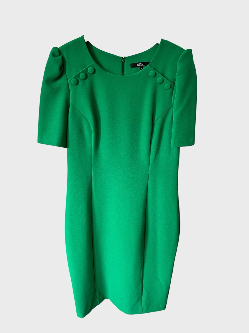 BADGLEY MISCHKA Green Tailored Short-Sleeve sheath Dress